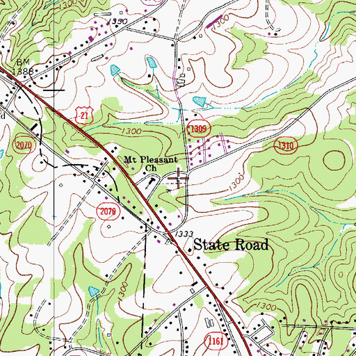 Topographic Map of Mount Pleasant Cemetery, NC