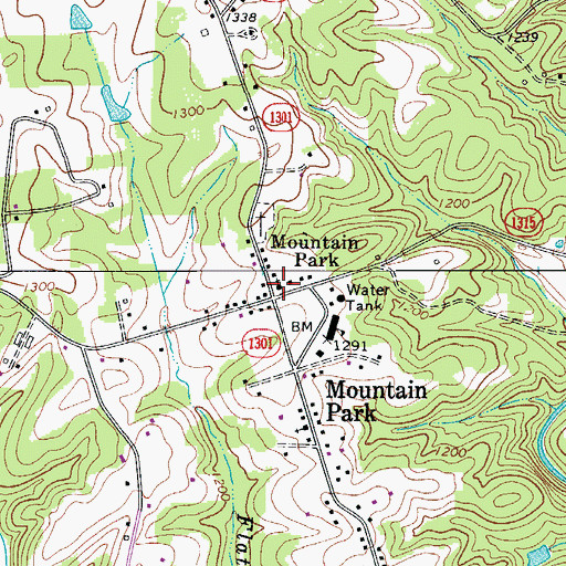 Topographic Map of Mountain Park Baptist Church, NC