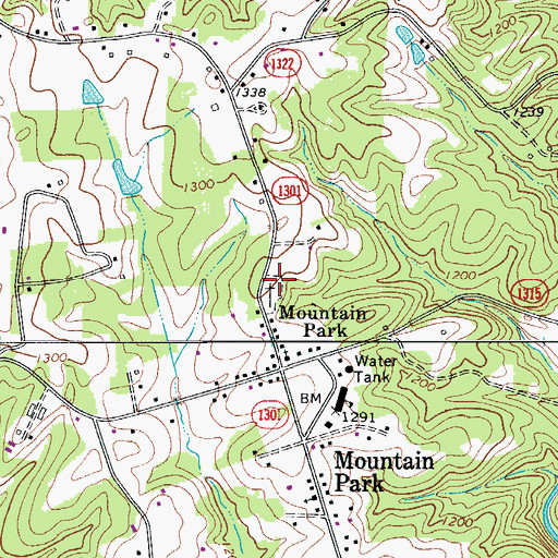 Topographic Map of Mountain Park Cemetery, NC
