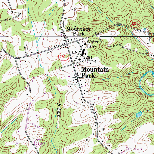 Topographic Map of Mountain Park Methodist Church, NC