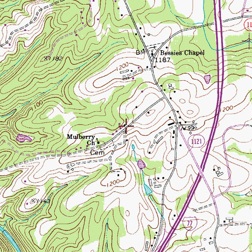 Topographic Map of Mulberry, NC