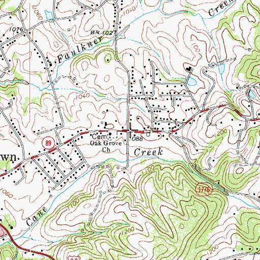 Topographic Map of Oak Grove, NC