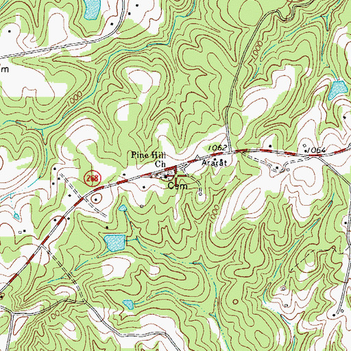 Topographic Map of Pine Hill Cemetery, NC