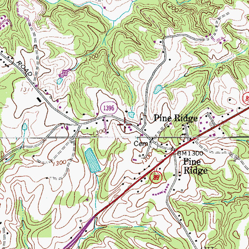 Topographic Map of Pine Ridge School (historical), NC