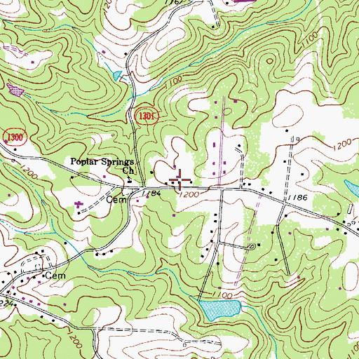 Topographic Map of Poplar Springs, NC