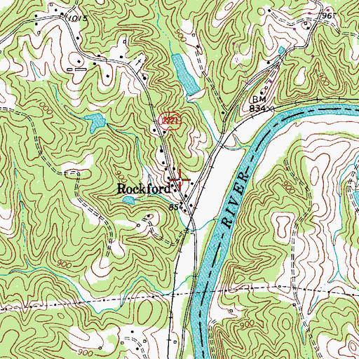 Topographic Map of Rockford Historic District, NC