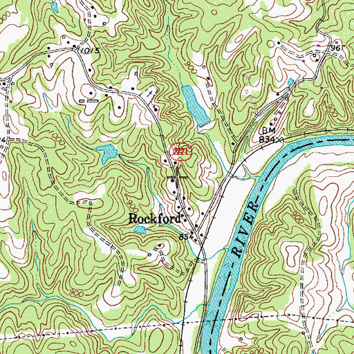 Topographic Map of Rockford Methodist Church (historical), NC