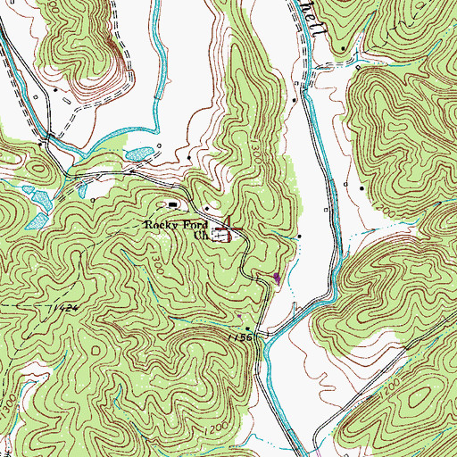 Topographic Map of Rocky Ford Cemetery, NC