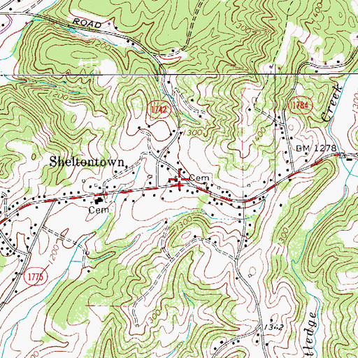 Topographic Map of Shelton Church of the Brethren, NC
