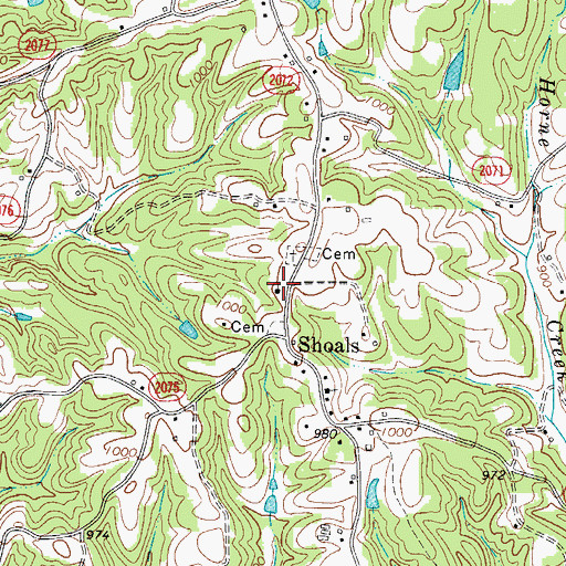 Topographic Map of Shoals Baptist Church, NC