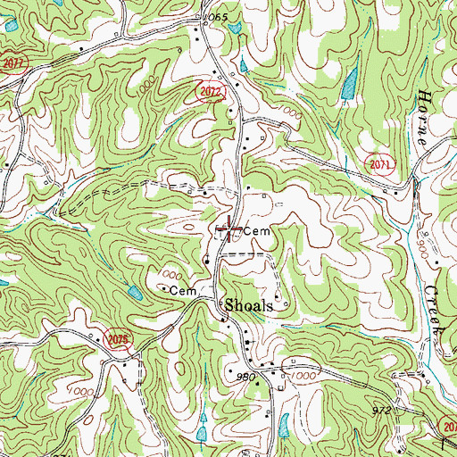 Topographic Map of Shoals Cemetery, NC