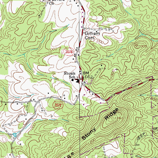 Topographic Map of Shoals High School (historical), NC