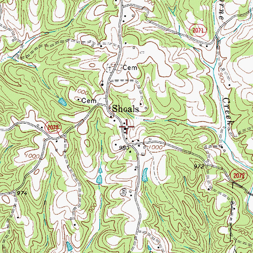 Topographic Map of Shoals United Methodist Church, NC