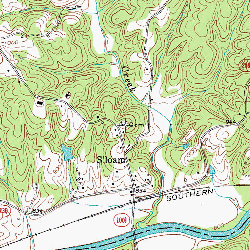 Topographic Map of Siloam Baptist Church, NC