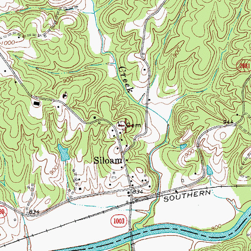 Topographic Map of Siloam Cemetery, NC