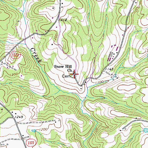 Topographic Map of Snow Hill Cemetery, NC