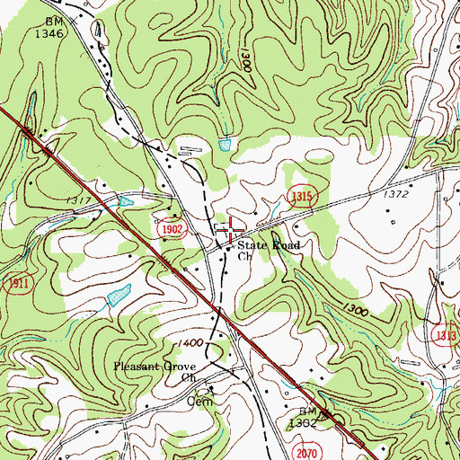 Topographic Map of State Road Cemetery, NC