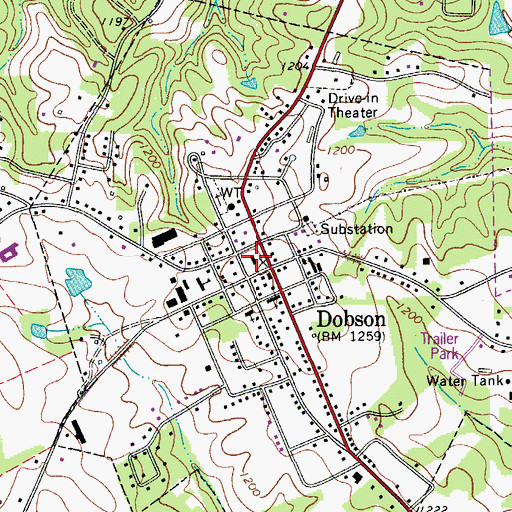 Topographic Map of Surry County Courthouse, NC