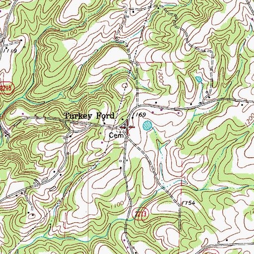 Topographic Map of Turkey Ford Baptist Church, NC