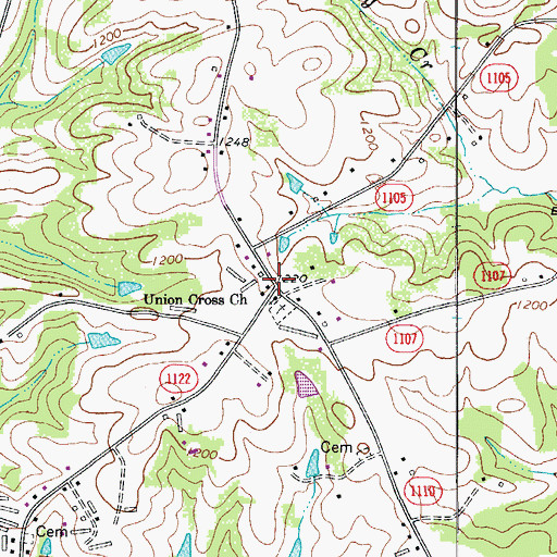 Topographic Map of Union Cross, NC