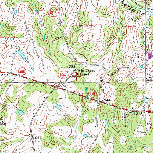 Topographic Map of Whitakers Chapel Cemetery, NC