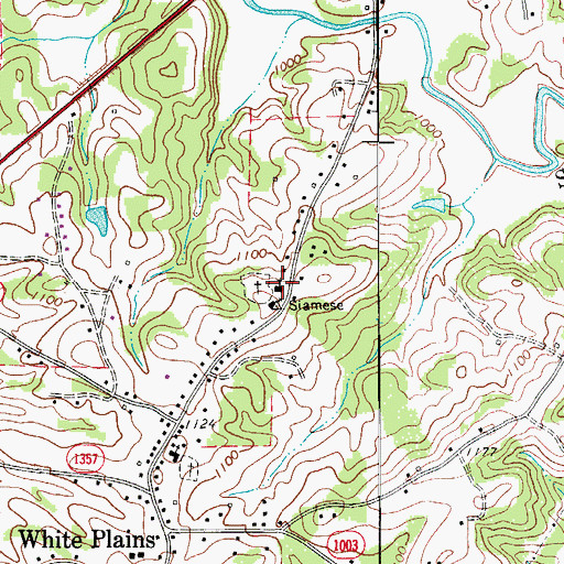 Topographic Map of White Plains Baptist Church, NC
