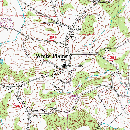 Topographic Map of White Plains High School (historical), NC