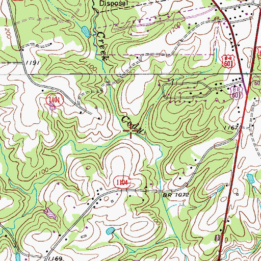 Topographic Map of Whiteoak Branch, NC