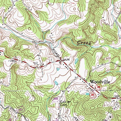 Topographic Map of Woodville Baptist Church, NC