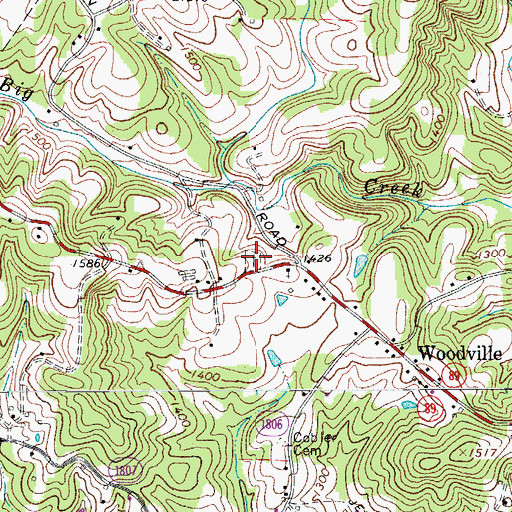 Topographic Map of Woodville Cemetery, NC