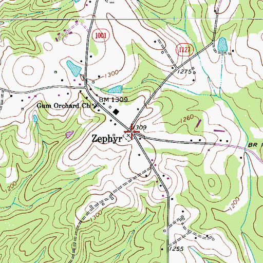 Topographic Map of Zephyr Cemetery, NC