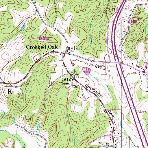 Topographic Map of Zion Hill Cemetery, NC