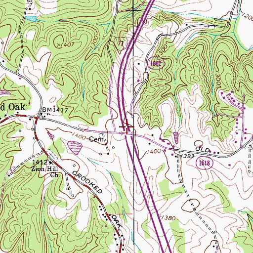Topographic Map of Zion Hill School (historical), NC