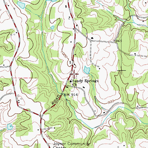 Topographic Map of Sandy Springs Cemetery, NC