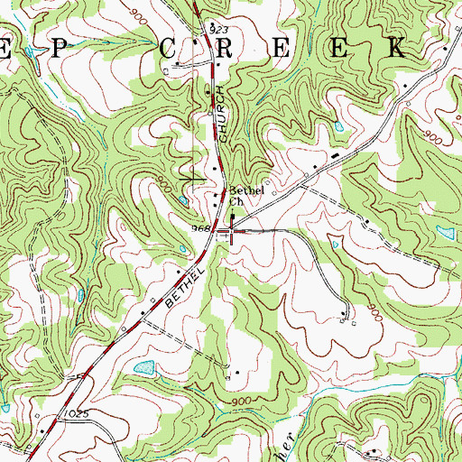 Topographic Map of Bethel Cemetery, NC