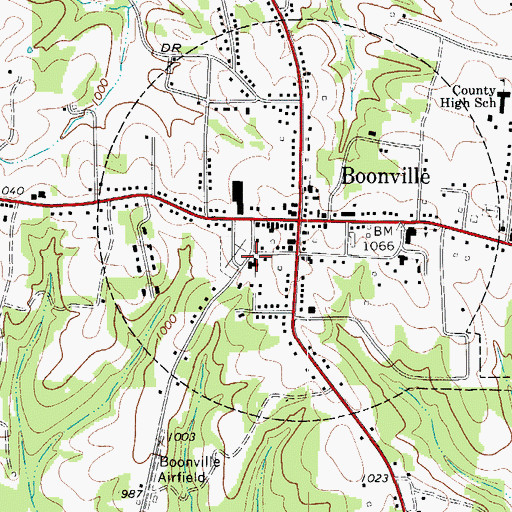 Topographic Map of Boonville Baptist Church, NC