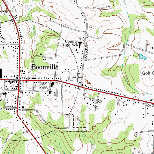 Topographic Map of Boonville Cemetery, NC