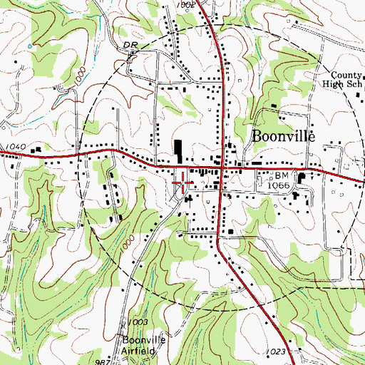 Topographic Map of Boonville Cemetery, NC