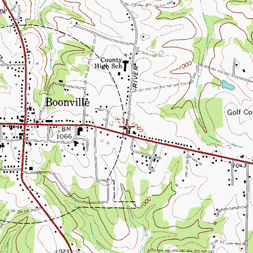Topographic Map of Boonville First Presbyterian Church, NC