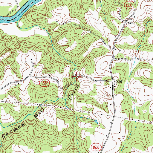Topographic Map of Bowmans Mill (historical), NC