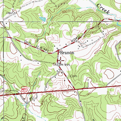 Topographic Map of Brandons Friends Cemetery, NC