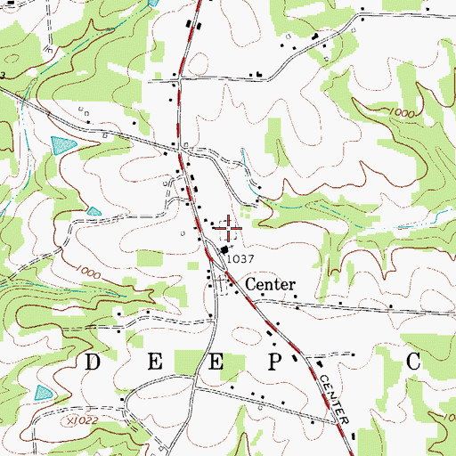 Topographic Map of Center United Methodist Church Cemetery, NC