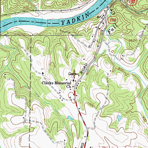 Topographic Map of Clarks Memorial Cemetery, NC