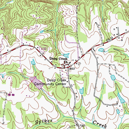 Topographic Map of Deep Creek Cemetery, NC