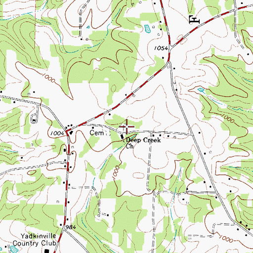 Topographic Map of Deep Creek Friends Cemetery, NC