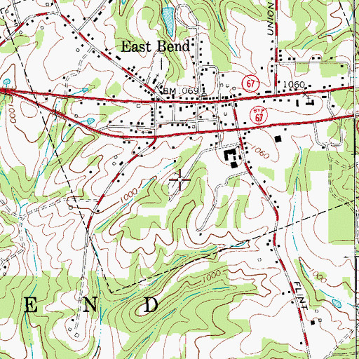 Topographic Map of East Bend Friends Cemetery, NC
