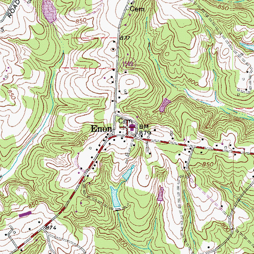 Topographic Map of Enon Cemetery, NC