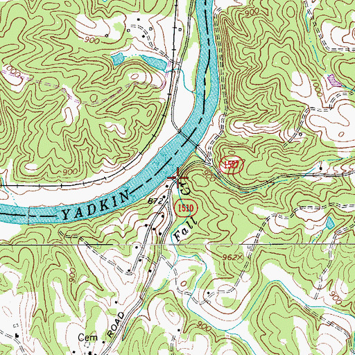 Topographic Map of Fall Creek Mill (historical), NC