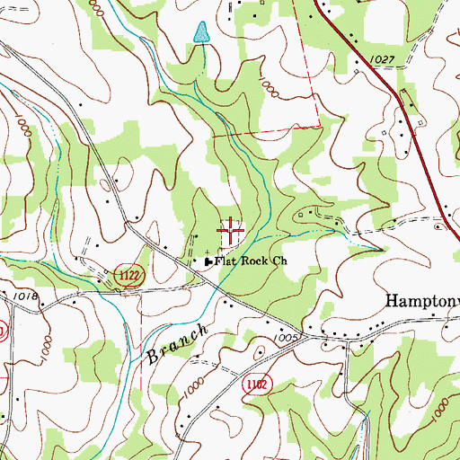 Topographic Map of Flat Rock Cemetery, NC