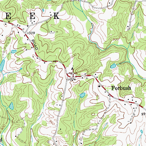 Topographic Map of Forbush Friends Cemetery, NC